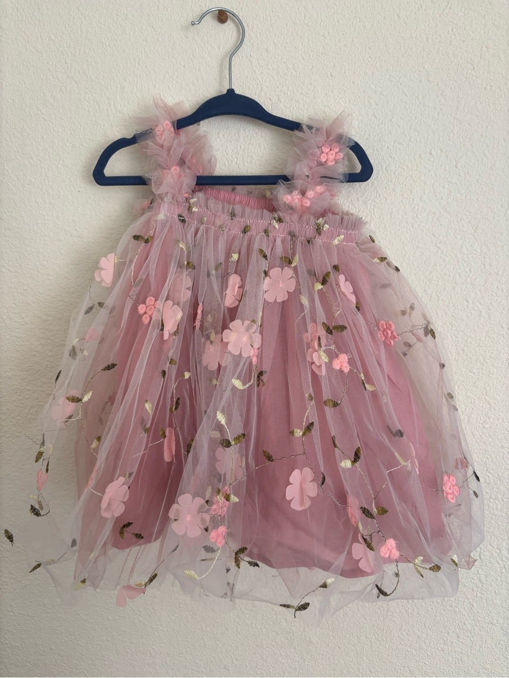Pink Tulle Floral Party Dress
